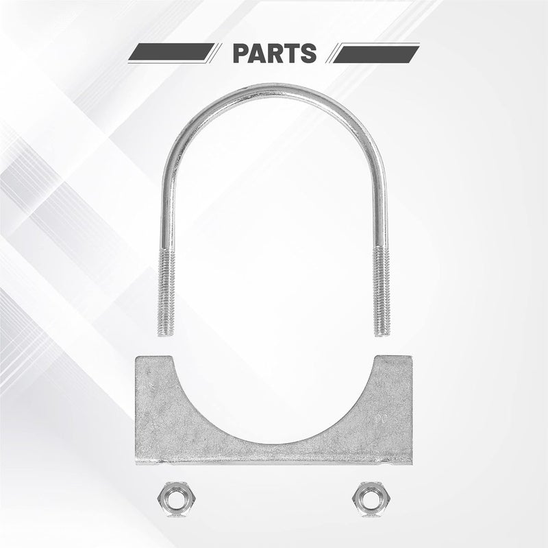 GESEXI 3.5" U-shaped Exhaust Pipe Clamp Mild Steel Muffler Exhaust Clamps with Anti-Rust Coat Pack of 2 - Image 3